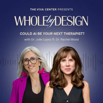 Podcast episode cover with Dr.Rachel Wood & Dr. Julie Lopez. EP 19: Could AI Be Your Next Therapist?
